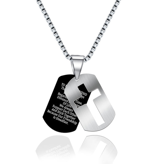 Collana Minimalista con Pendente a Croce Geometrica in Acciaio Inossidabile con Ciondolo in Acciaio al Titanio Lucidato per Uomo e Donna da Indossare Ogni Giorno