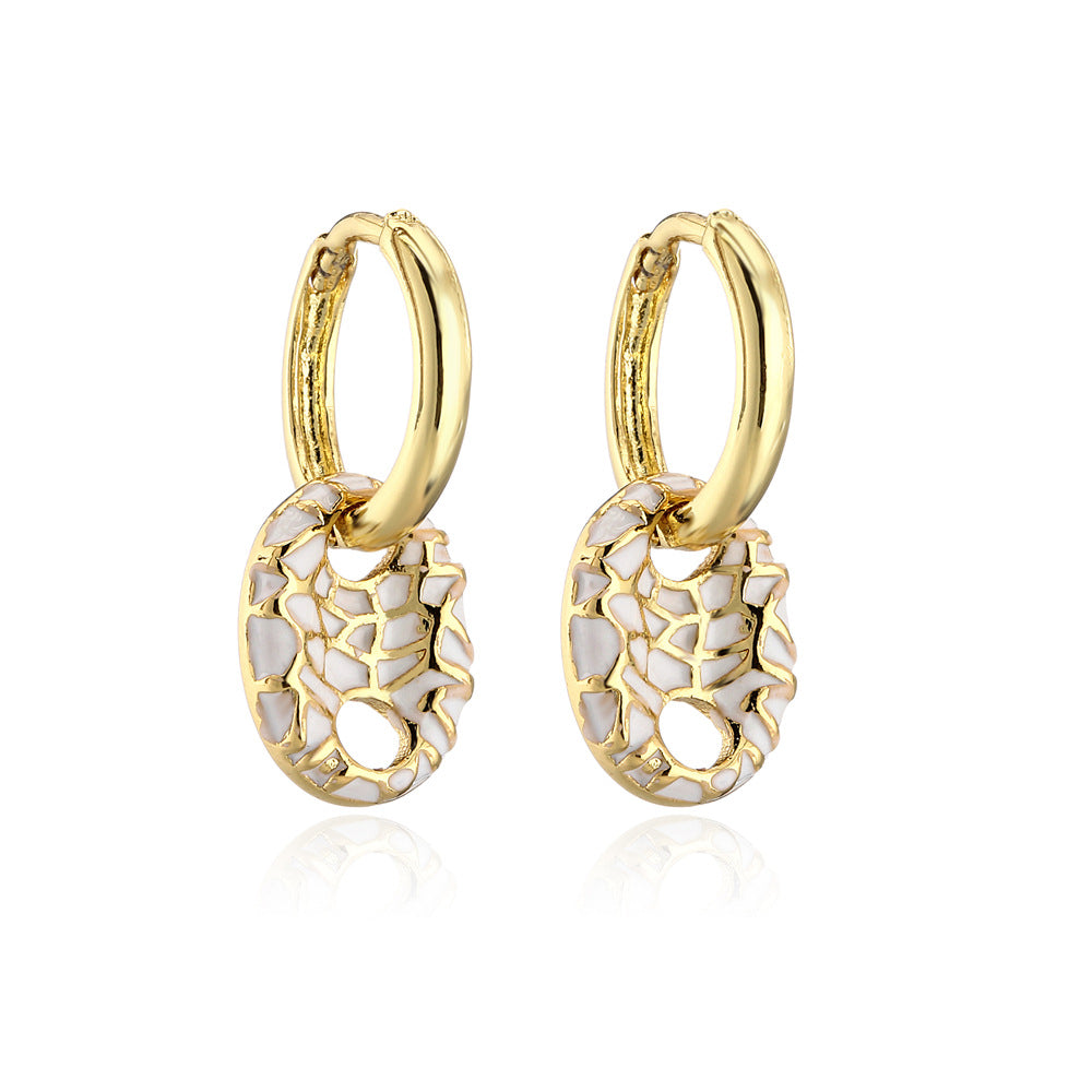 Colorful Drip Oil Geometric Gold Plated Brass Earrings for Women