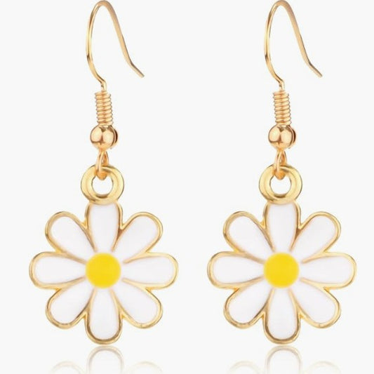 Sweet Floral Gold Plated Alloy Earrings for Women