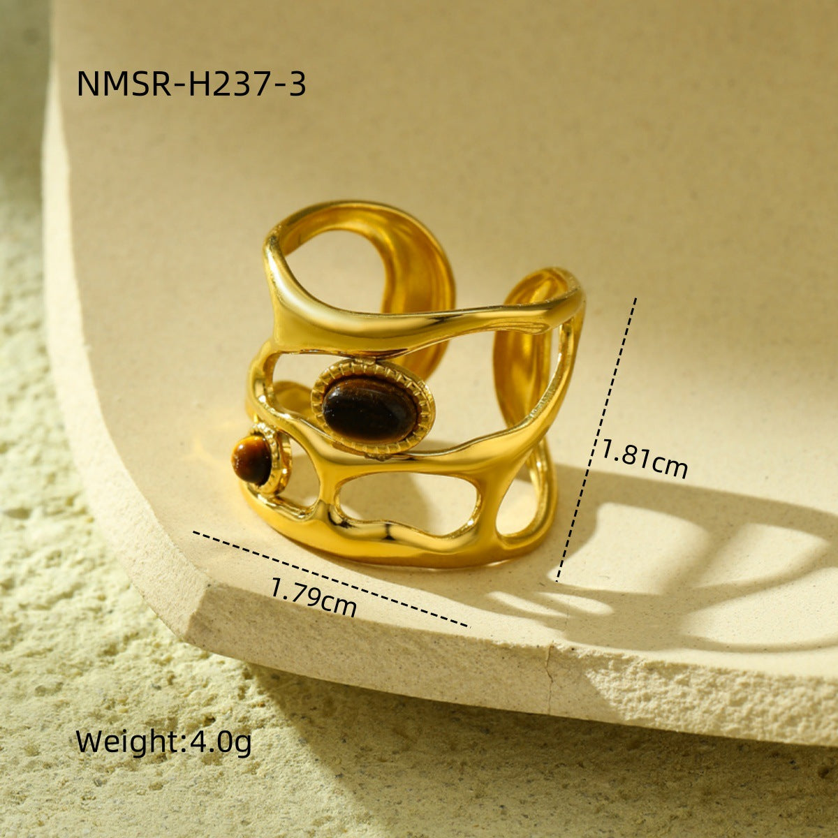 Anillo abierto minimalista de moda Morandi para mujer en acero inoxidable con acabado chapado