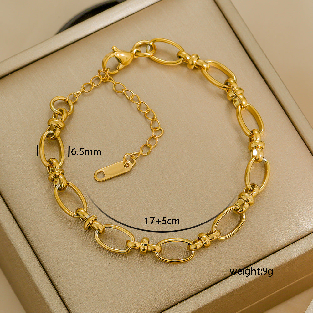 Bracciale da donna minimalista a rombi in acciaio al titanio con placcatura in oro 18 carati, accessorio di moda versatile