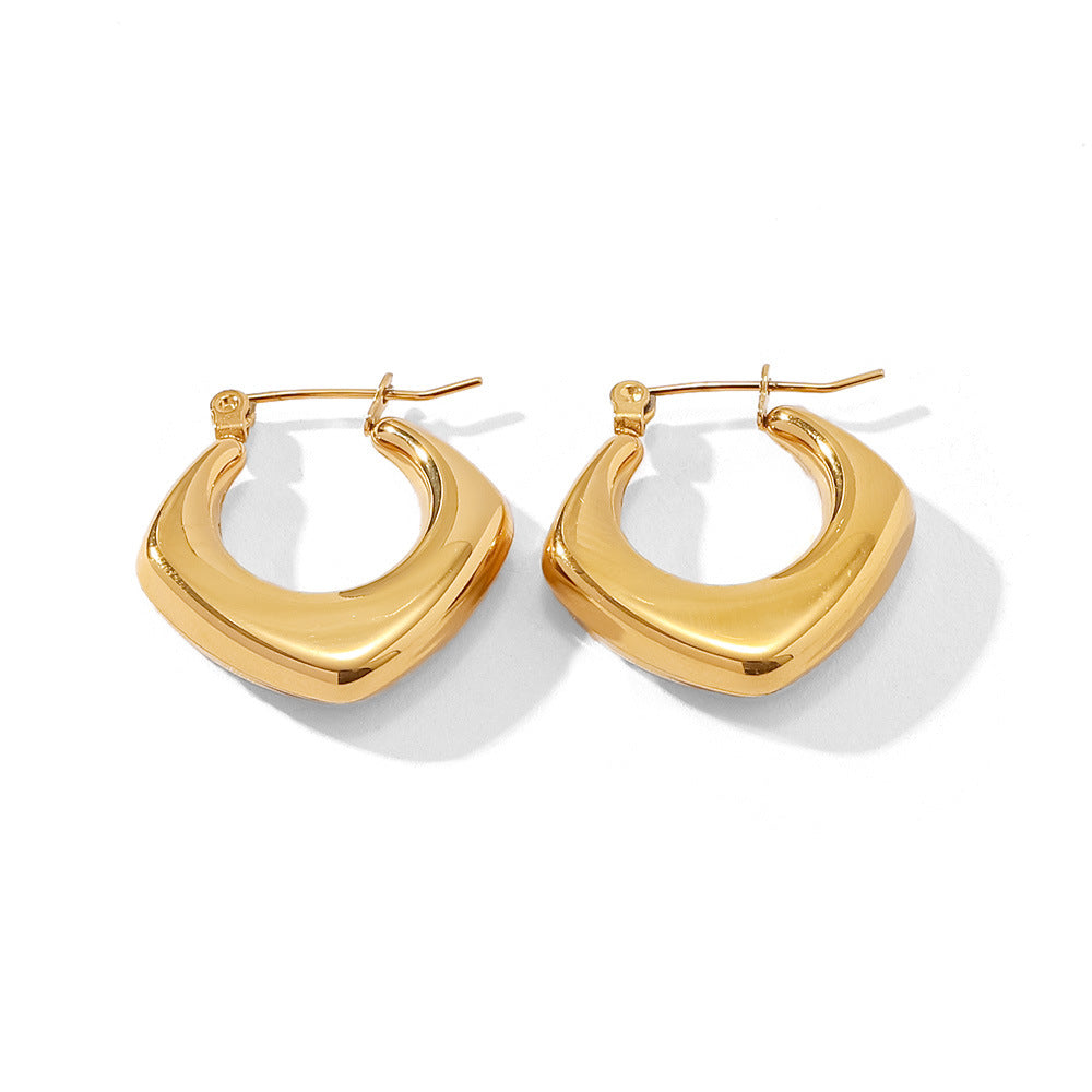 Orecchini a Cerchio Geometrici alla Moda per Donna Placcati Oro 18K in Acciaio Inossidabile Leggeri Ipoallergenici
