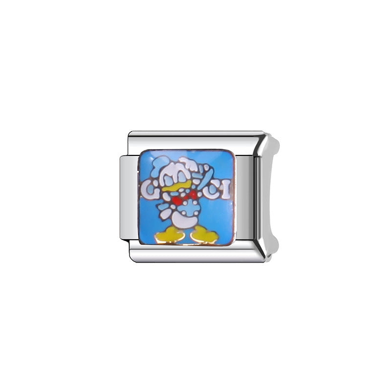 Sweet Cartoon Character Stainless Steel Plated DIY Charm Bar Watch Strap