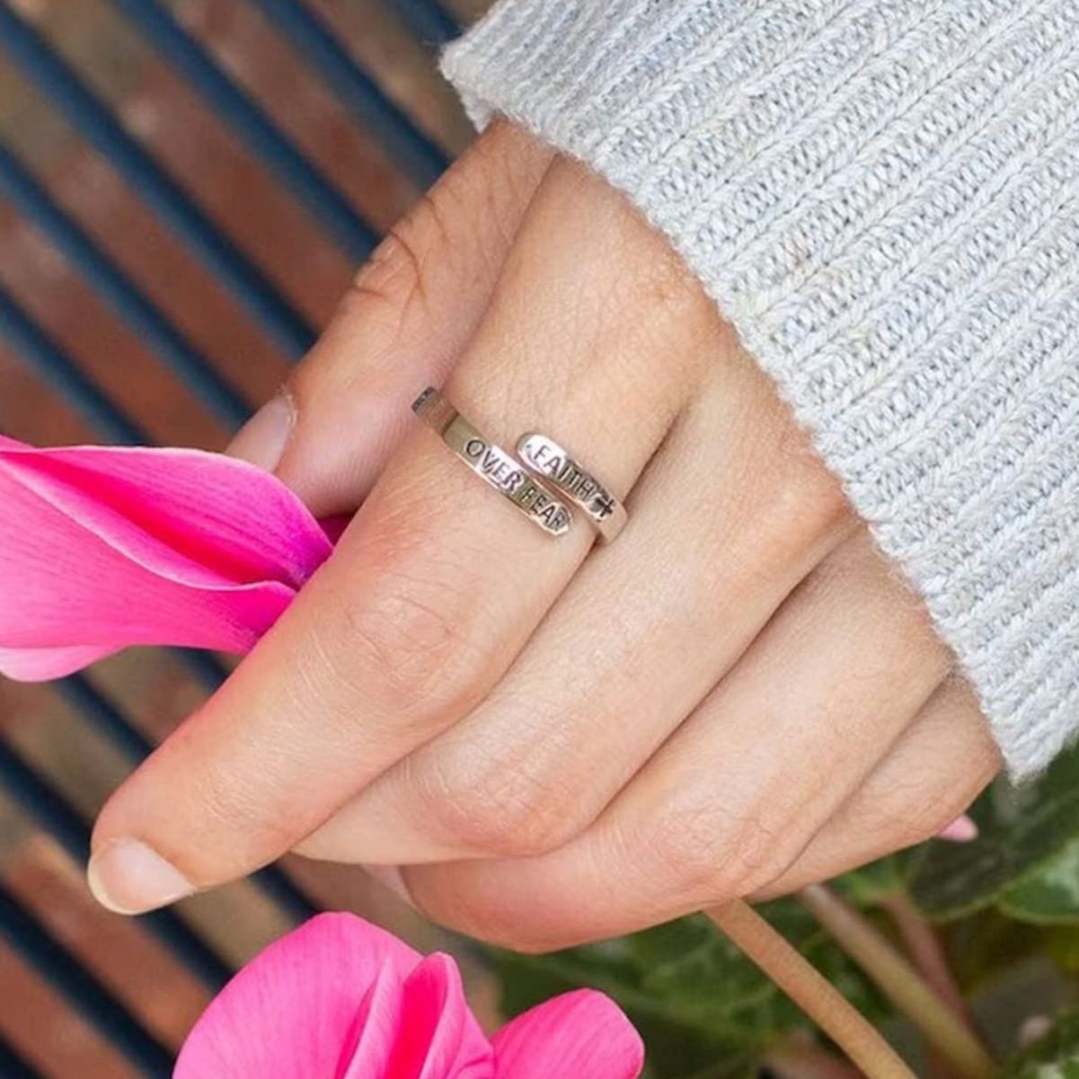 Minimalist Vintage Luxury Alloy Plated Cross Letter Open Ring Unisex Adjustable