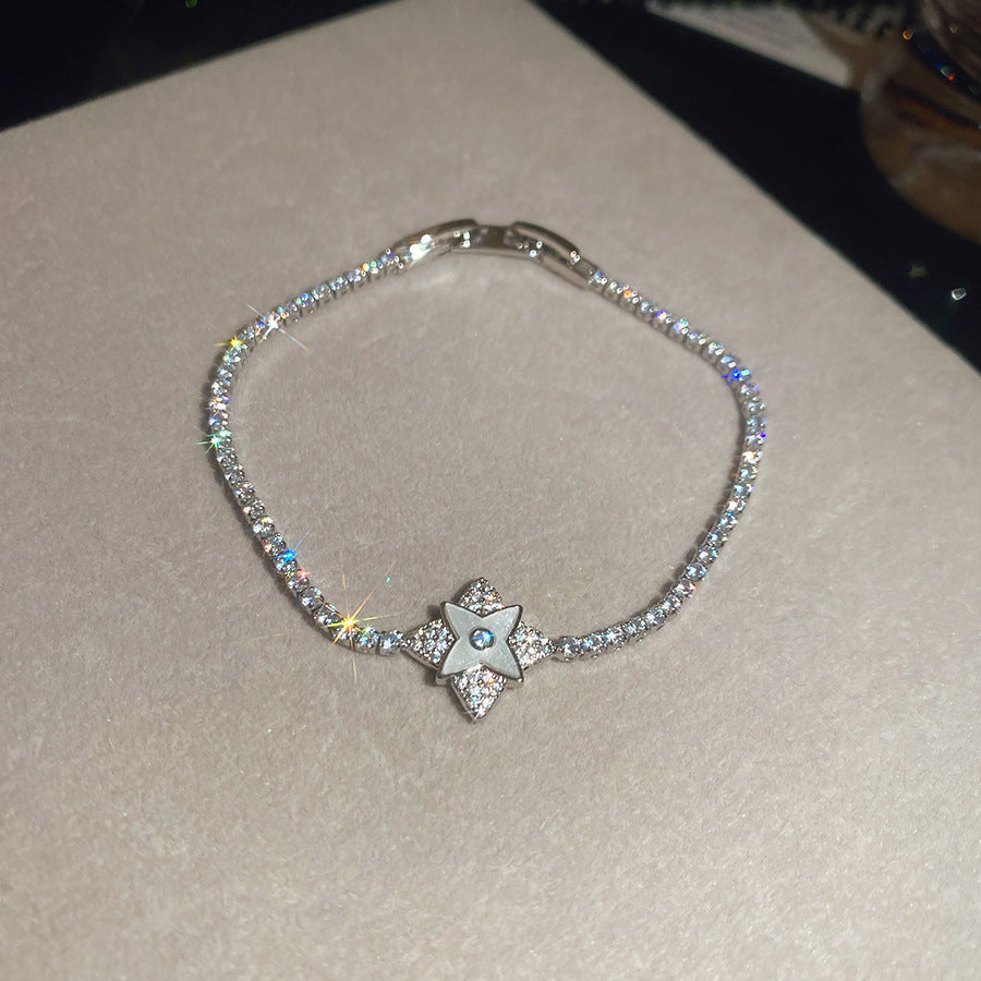 Elegant Luxury Oval Cubic Zirconia Inlaid Brass Bracelet for Women