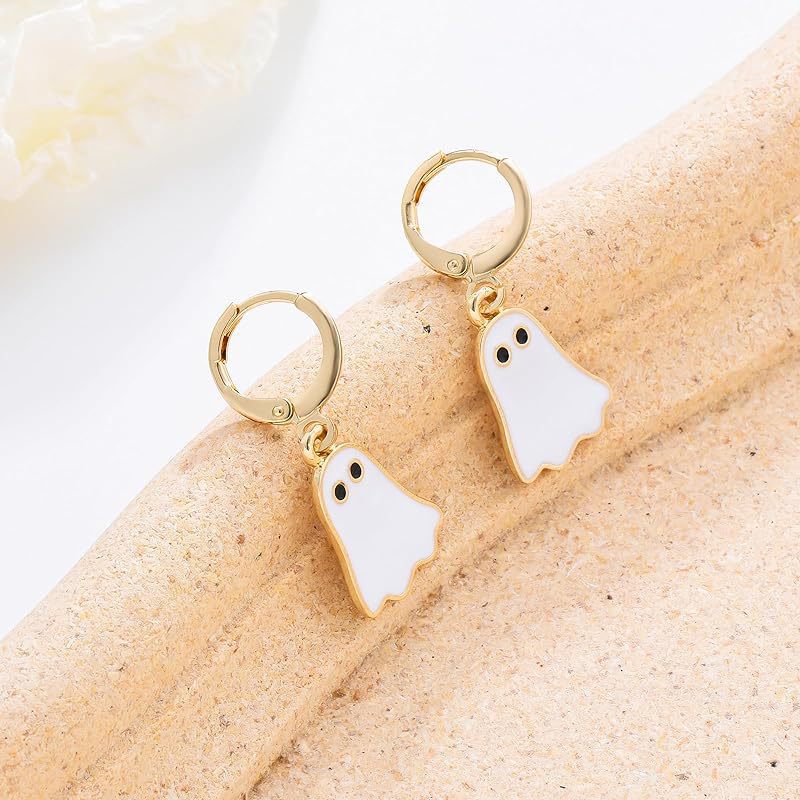 Pendientes de aleación con forma de fantasma para mujer, con acabado galvanizado, joyería minimalista geométrica para fiesta de Halloween