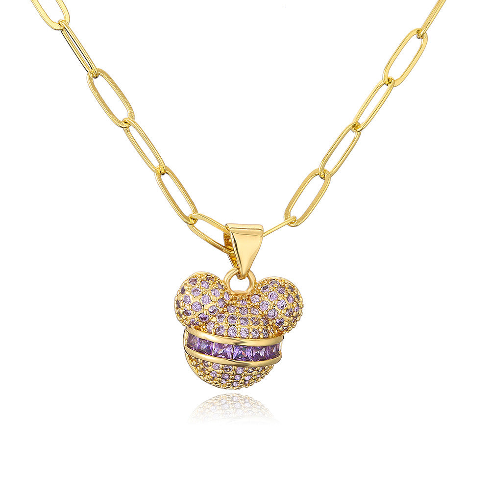Minimalist Geometric Pendant Necklace for Women with Copper Base Plated in 18K Gold and Micro-Paved Zirconia