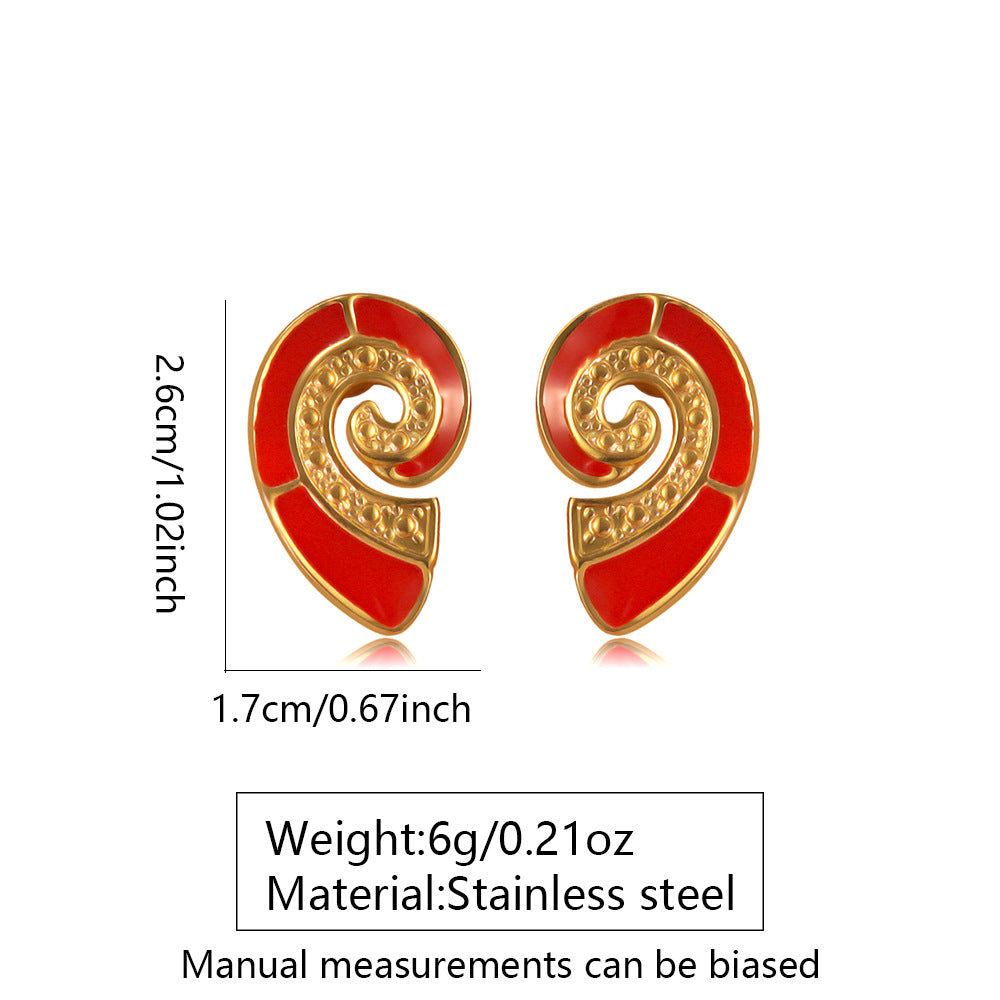 Sweet Colorful Drip Oil Animal Stainless Steel Earrings