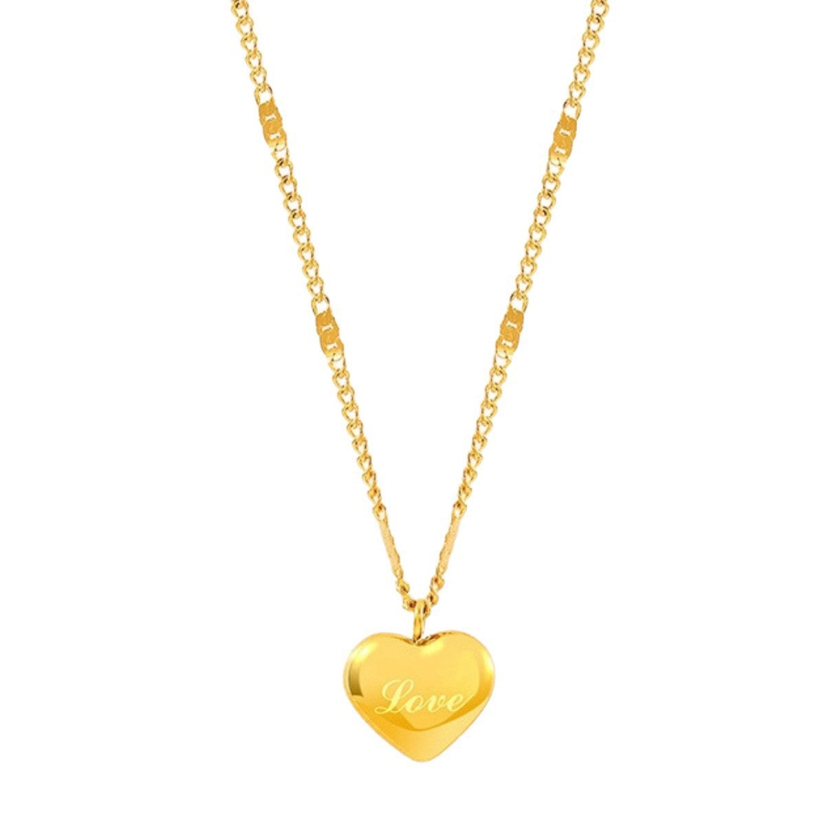 Luxury 18K Gold Plated Heart Stainless Steel Necklace for Women