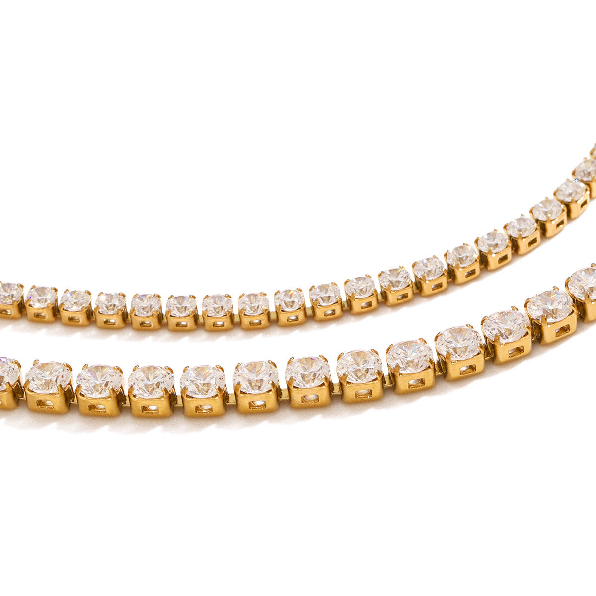 Geometric Stainless Steel Plated Cubic Zirconia Bracelet for Women