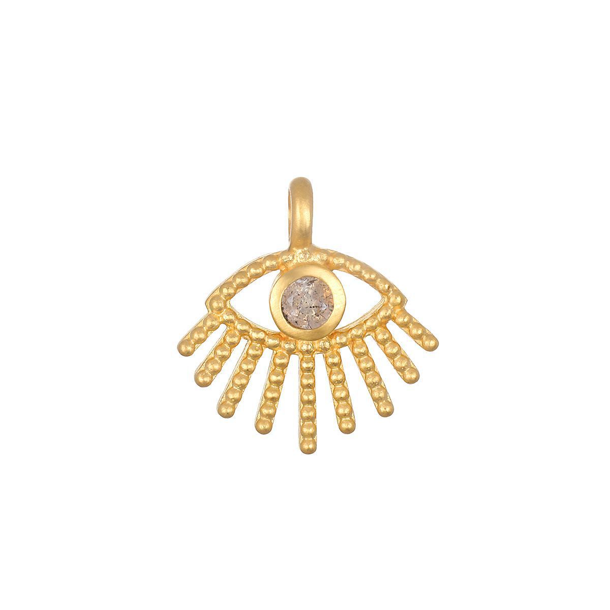 Vintage Geometric Brass Plated Gemstone Pendant Necklace with Sun Moon Evil Eye Charm Bar for Women