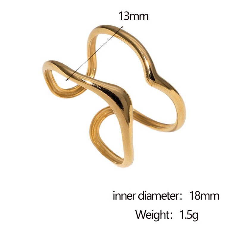 Anello Aperto Regolabile da Donna in Acciaio Inossidabile Geometrico Minimalista Placcato Oro