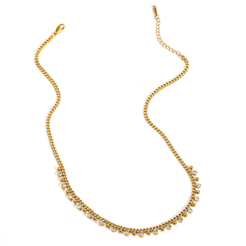 Collana Girocollo Minimalista Geometrica in Acciaio Titanio Placcato con Strass per Donna e Uomo