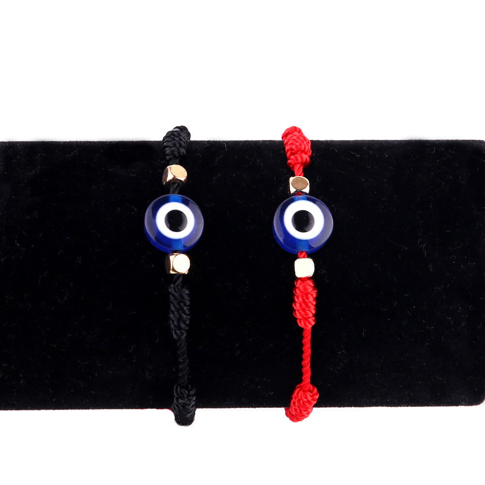 Sweet Hand-woven Geometric Evil Eye Adjustable Red Rope Bracelet Unisex
