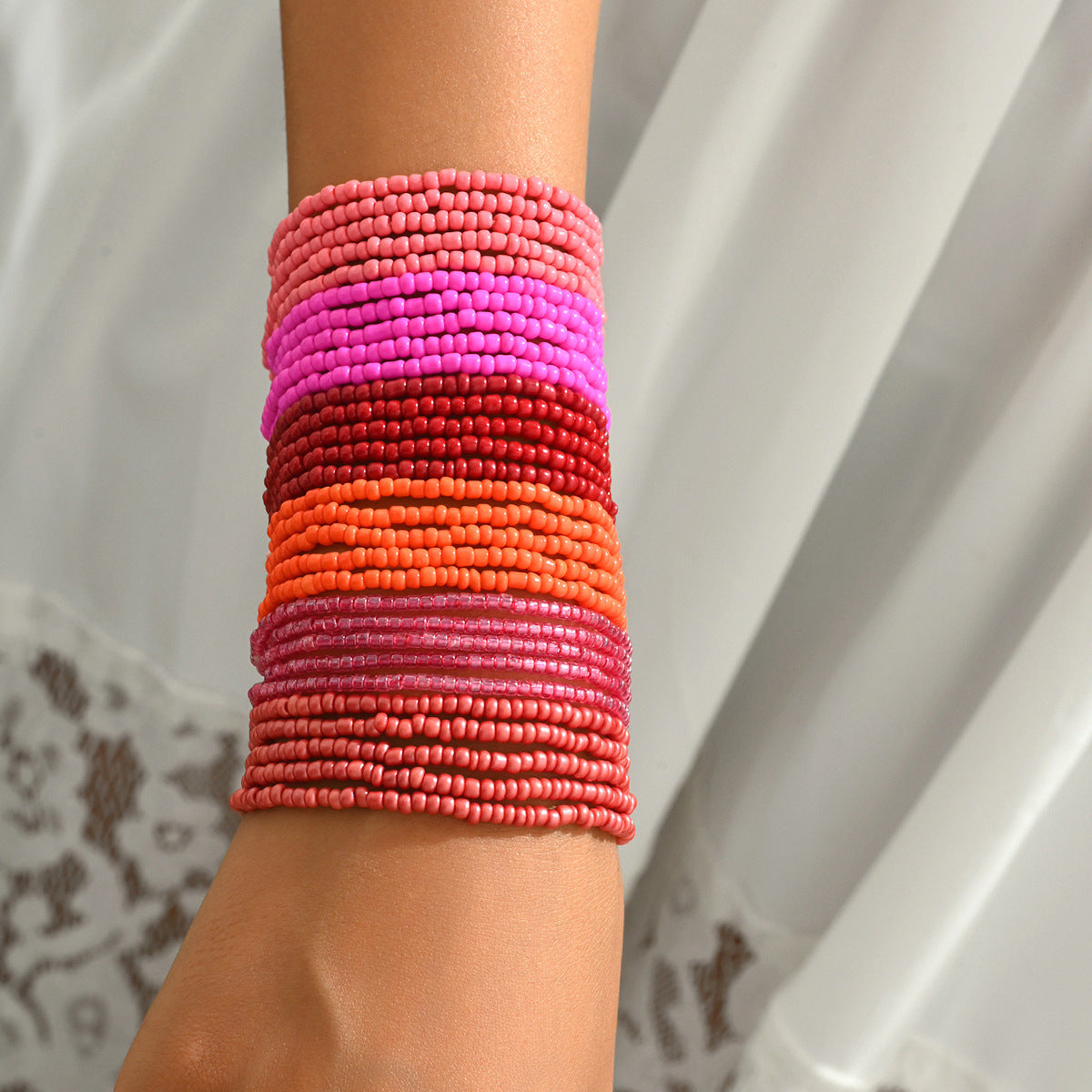Geometric Minimalist Women's Multi-Layer Bracelet with Colorful Miyu Beads Handmade for Everyday Elegance