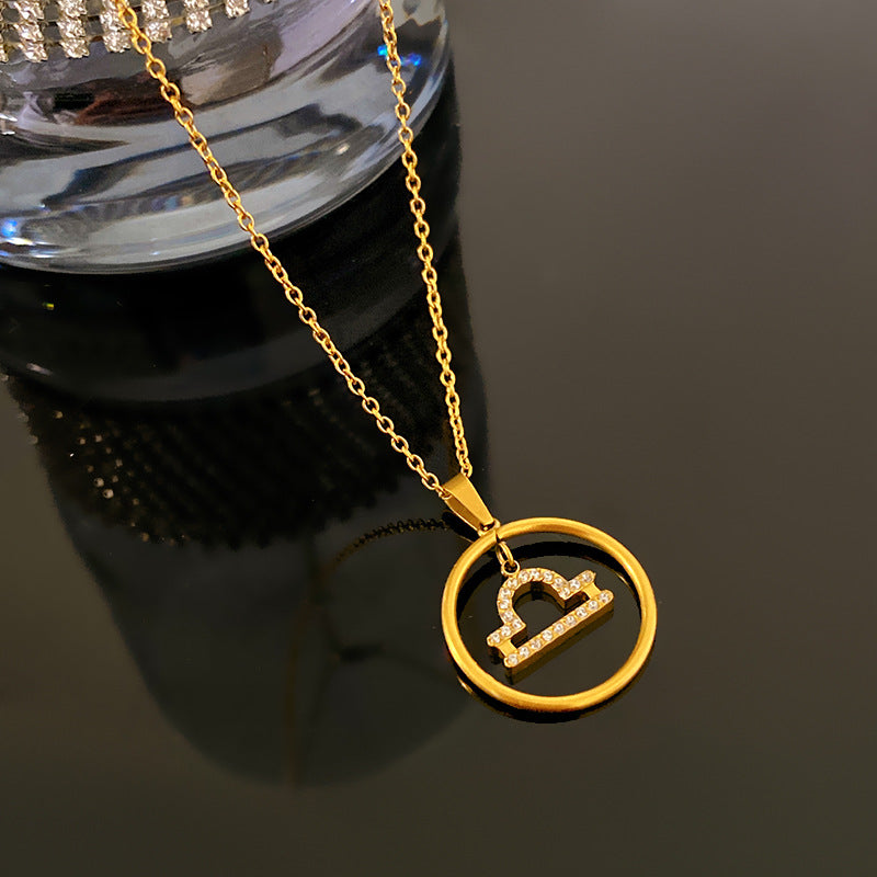 Sporty Sweet Gold Plated Titanium Steel Necklace with Brass Pendant for Unisex