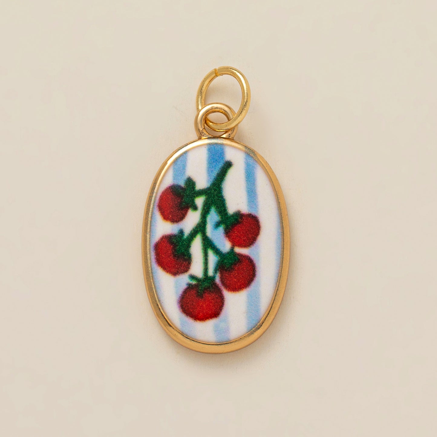 Vintage Plated Brass Ceramic Mushroom Heart Floral Charm Bar