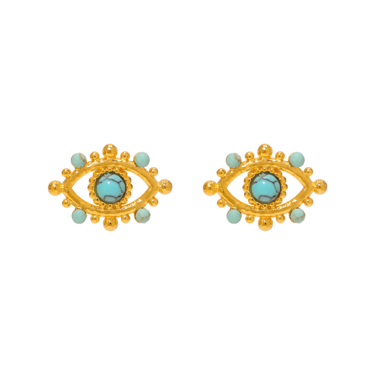 Minimalist Geometric Eye-Shaped Stainless Steel Earrings with Pearl Accents and 18K Gold Plating