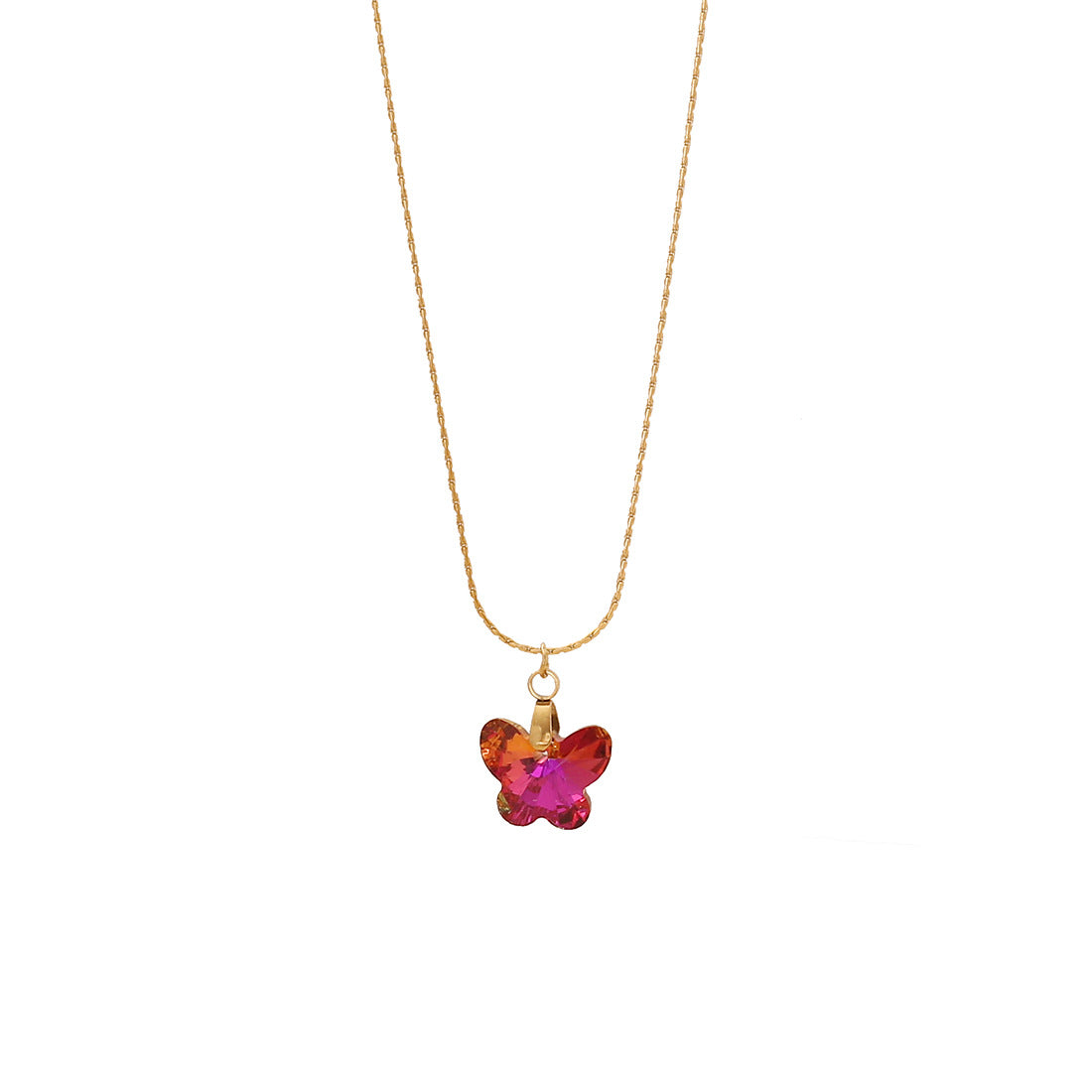 Collana Pendente a Forma di Farfalla Cuore Stella in Acciaio Inossidabile con Strass Intarsiati per Donna