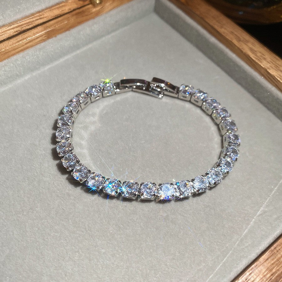 Elegant Geometric Floral Bracelet for Women in Plated Copper with Rhinestone Accents, Minimalist Office Style Hand Jewelry