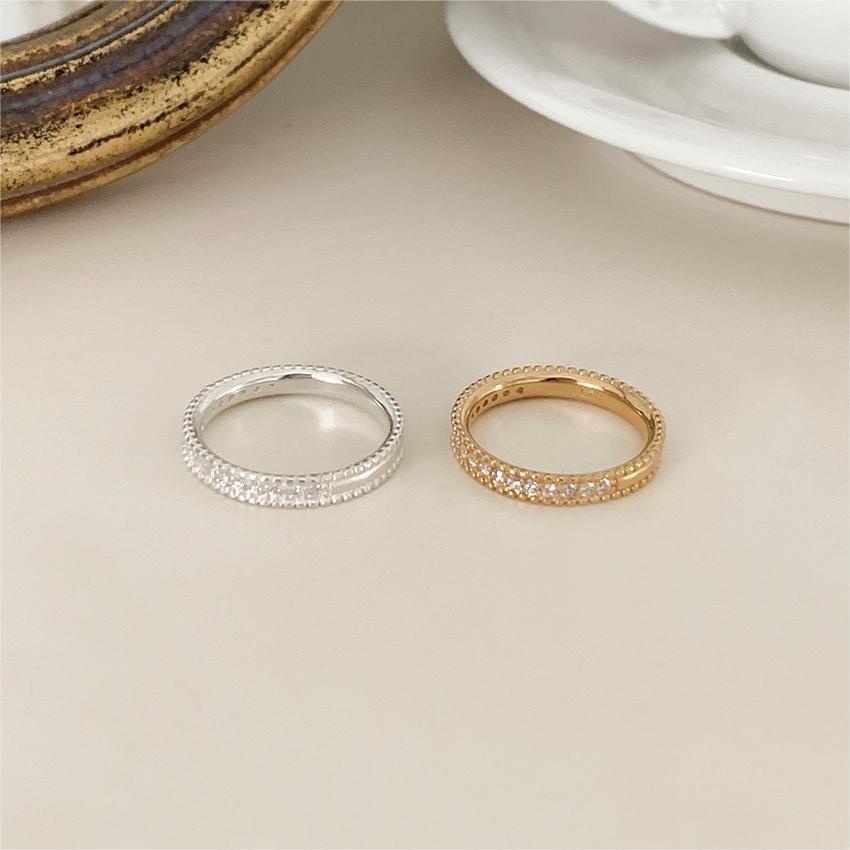 Sweet Minimalist 925 Sterling Silver Geometric Plated Ring with Cubic Zirconia for Women