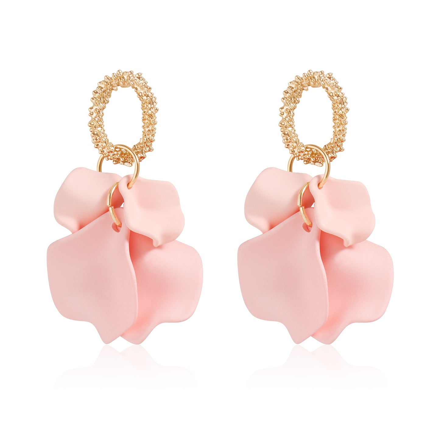 Vintage Floral Geometric Zinc Alloy Stud Earrings for Women with Plated Finish and Soft Garden-Inspired Design