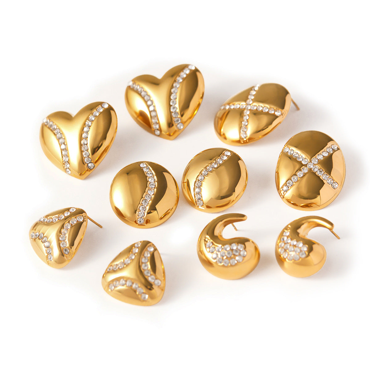 Elegant 18K Gold Plated Heart Stainless Steel Earrings