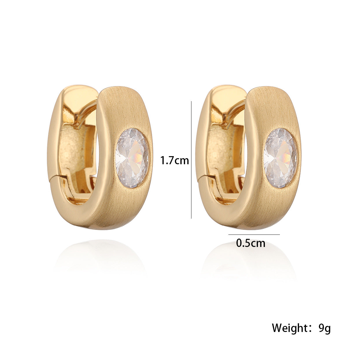 Minimalist Luxury Geometric Brass Gold Plated Cubic Zirconia Inlay Earrings for Women
