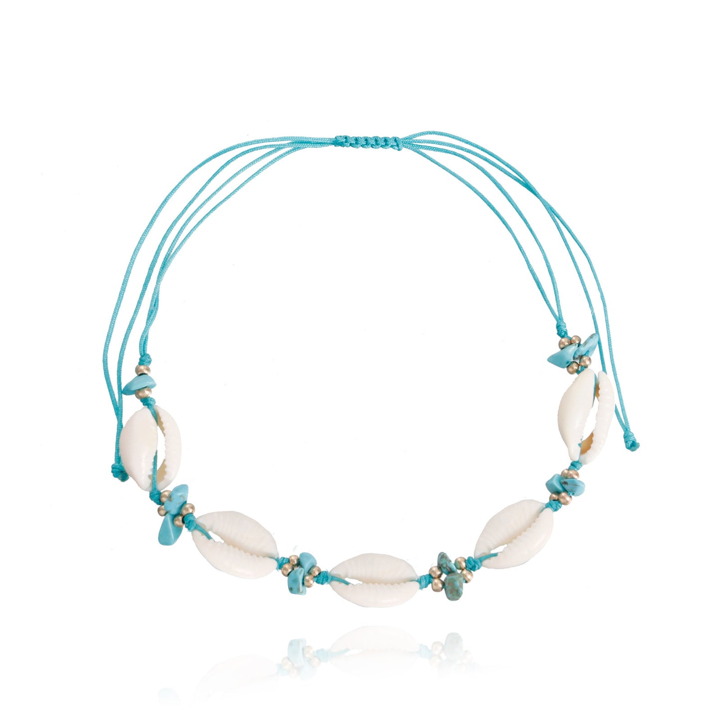 Tobillera Bohemia Geométrica de Concha Turquesa para Mujer con Construcción de Aleación y Diseño Minimalista