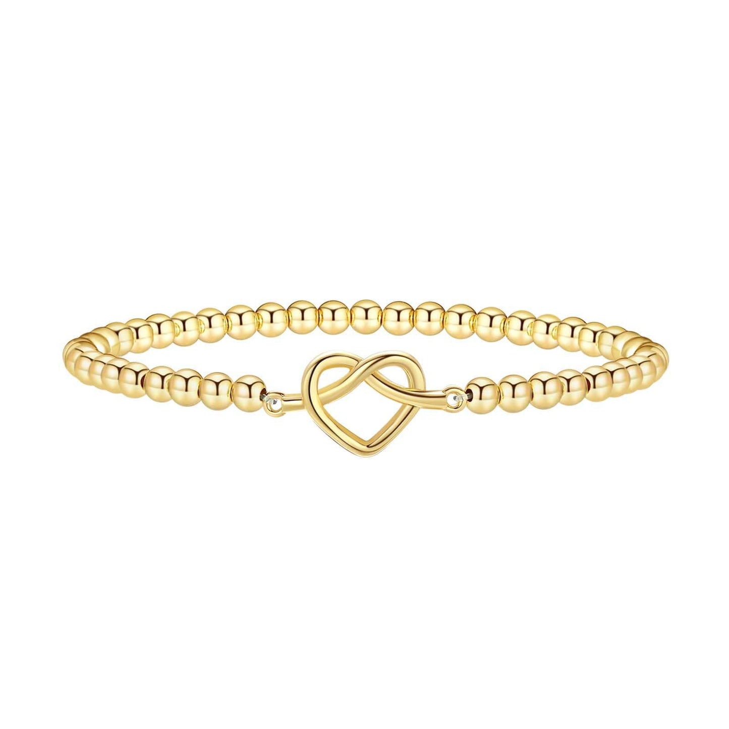 Minimalist Brass Ball Chain Bracelet with Heart and Cross Charms for Women