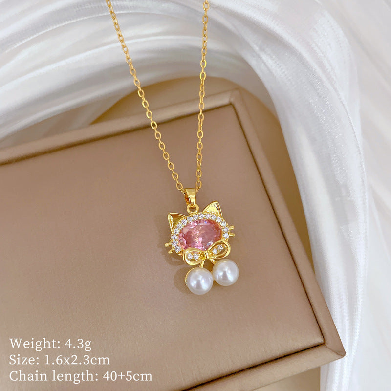 Collana Minimalista Geometrica in Acciaio al Titanio con Pendente in Rame Placcato Oro su Catena a Maglie per Uomo e Donna