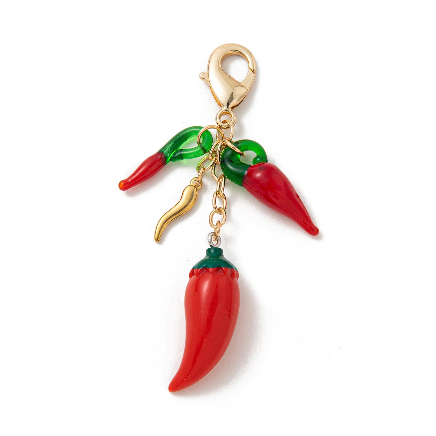 Geometric Heart Fruit Alloy Plated Bag Charm Keychain