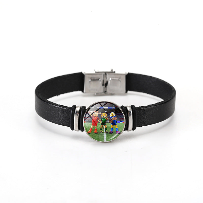 Bracciale Unisex con bottone a pressione in pelle placcata con forme geometriche alla moda