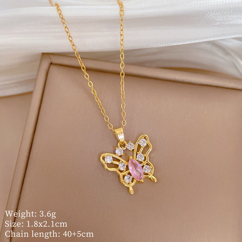 Collana Minimalista Geometrica in Acciaio al Titanio con Pendente in Rame Placcato Oro su Catena a Maglie per Uomo e Donna