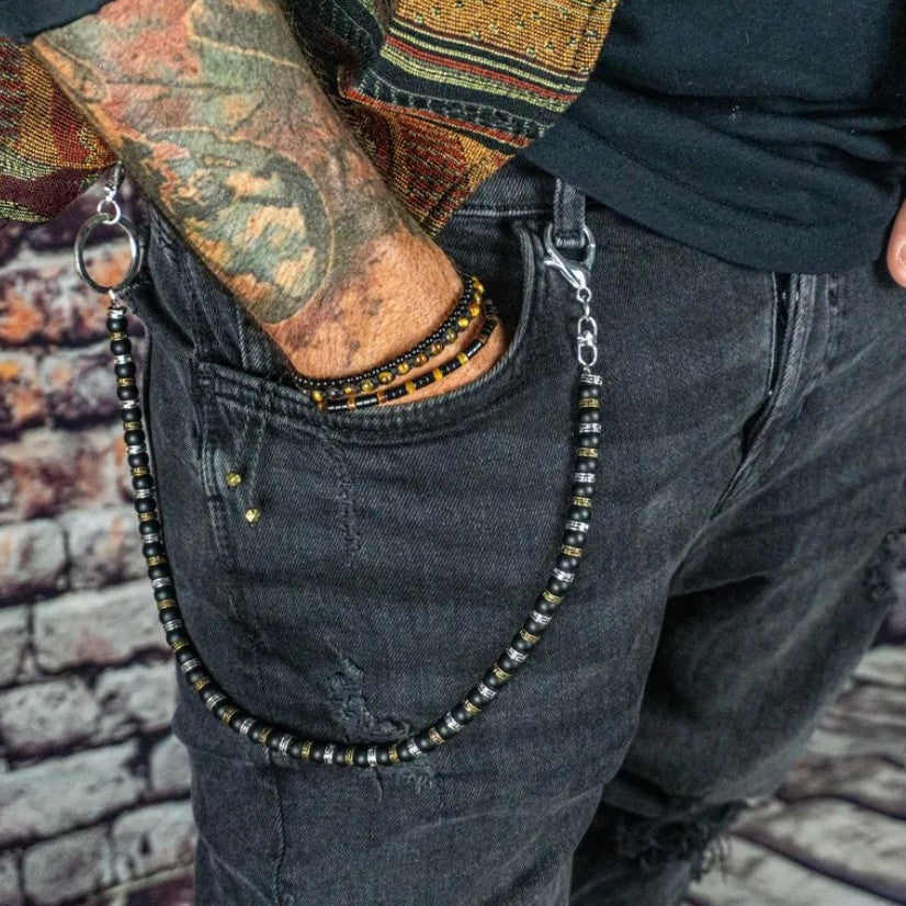 Vintage Punk Bohemian Polished Glass Bead Waist Chain Unisex Belt