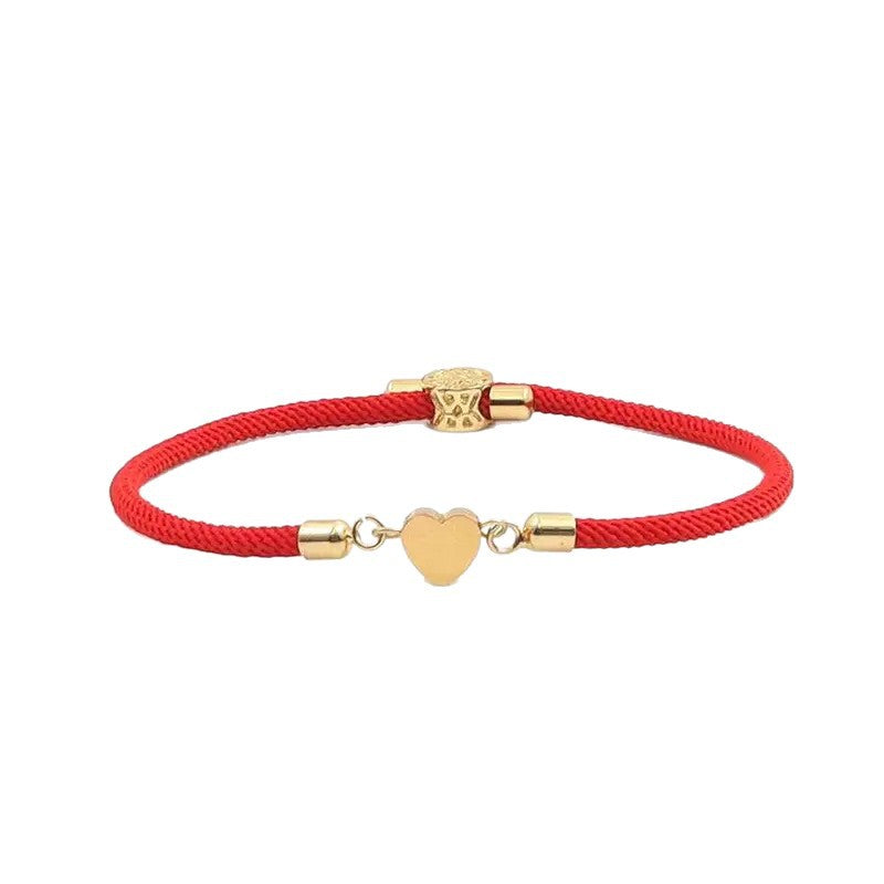Pulsera de Latón Chapado en Oro con Cuentas en Forma de Corazón Unisex