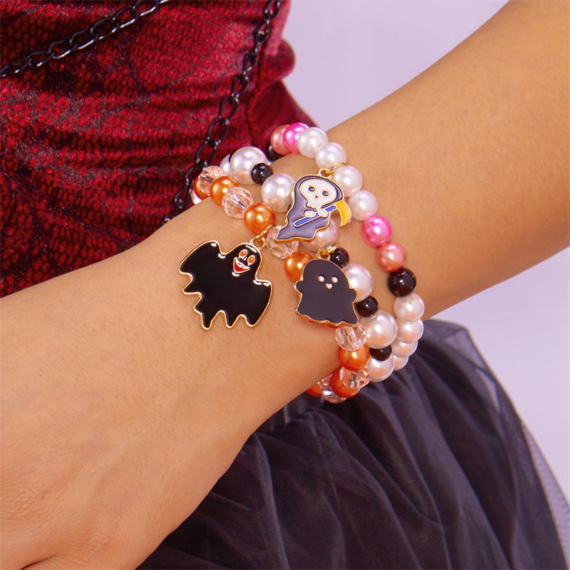 Colorful Resin Crystal Geometric Charm Stretch Bracelet Set with Holiday Elements