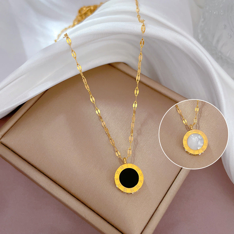Cartoon Style Geometric Pendant Necklace in Titanium Steel with Gold Plating for Women