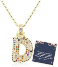Sweet Hip-hop Letter Brass Cubic Zirconia Inlay Pendant Necklace Box Chain Unisex