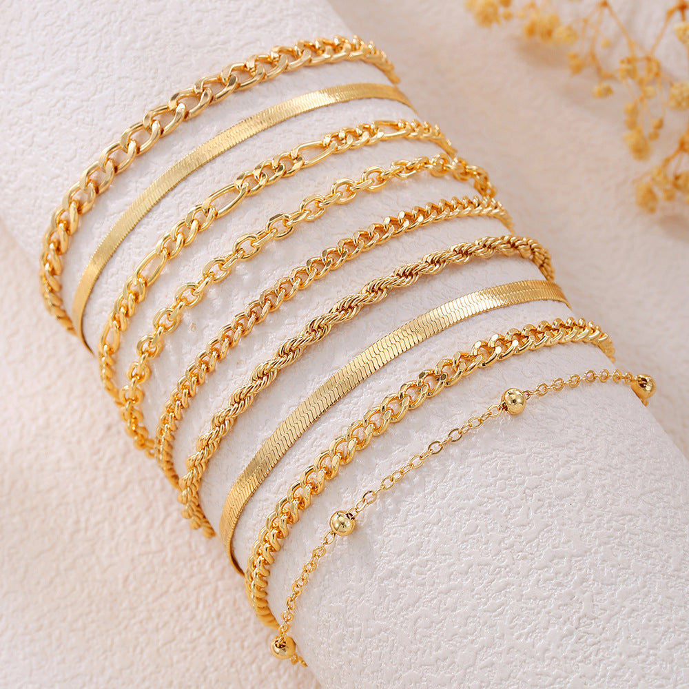 Minimalist Bohemian Multi-Layer Blade Link Bracelet in Alloy with Plated Finish for Women