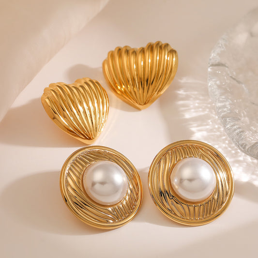 Orecchini da donna in acciaio inossidabile geometrici vintage placcati oro 18 carati