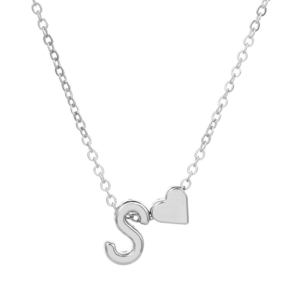 Sweet Heart Letter Alloy Plated Necklace Singapore Chain for Women