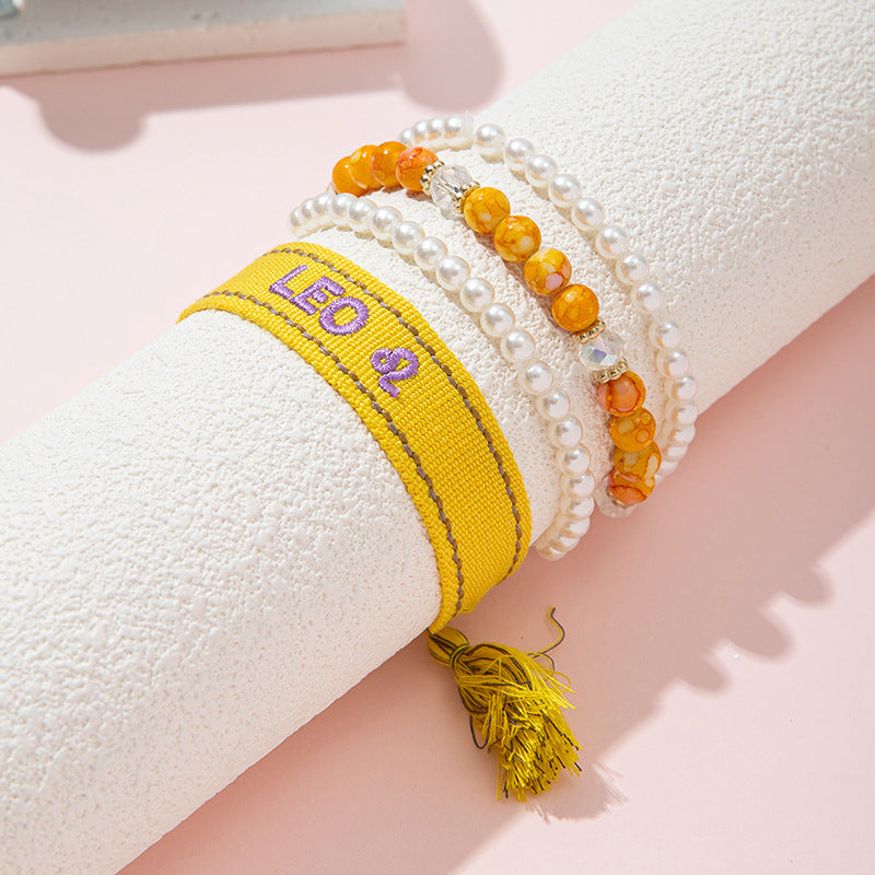 Bohemian Children's Woven Bracelet with Star Charm and White Crystal Accent for Girls Aged 6 to 10 Years