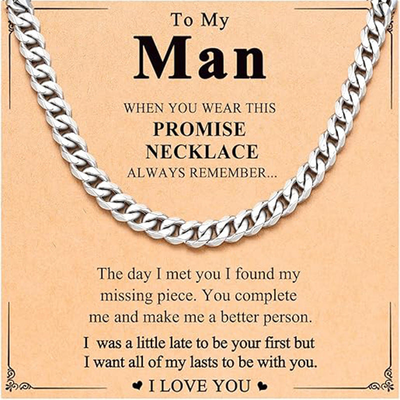 Streetwear Geometric Alloy Cuban Link Chain Necklace for Men