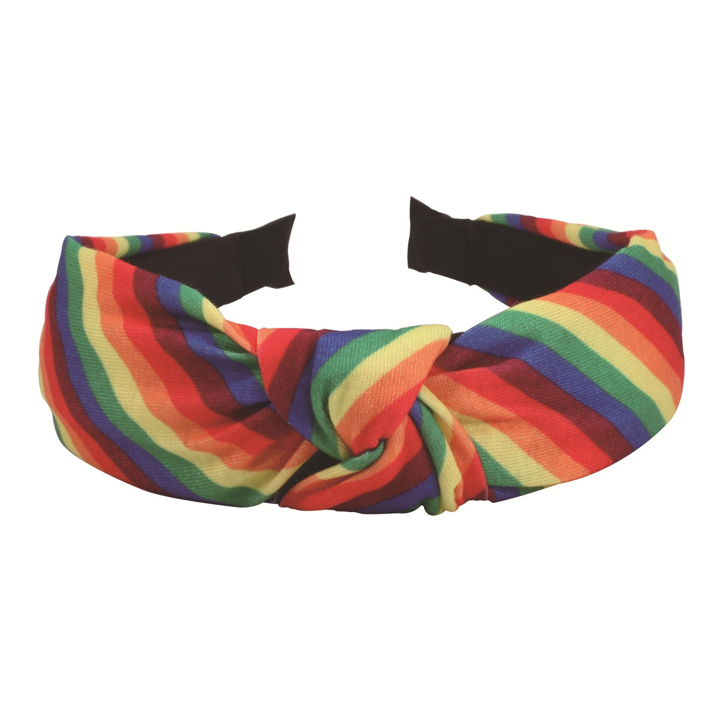 Cerchietto da donna in tessuto vintage con stampa geometrica a righe arcobaleno