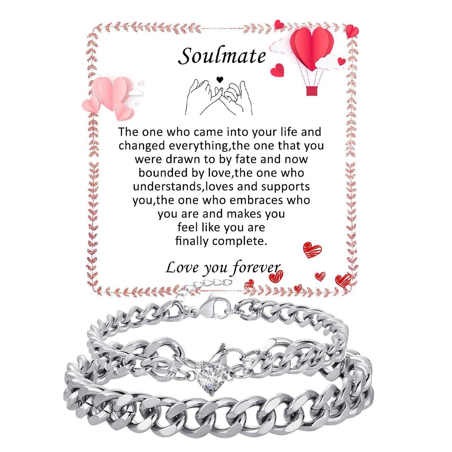 Minimalist Heart Geometric Stainless Steel Plated Cuban Link Chain Bracelet Unisex Adjustable Fashion Jewelry Gift