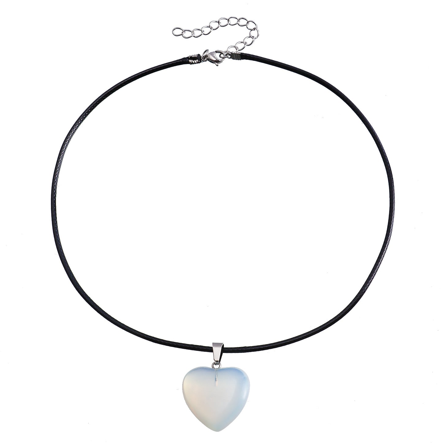 Minimalist Black Large Heart Pendant Necklace for Women Alloy with Electroplating Finish on Leather Cord