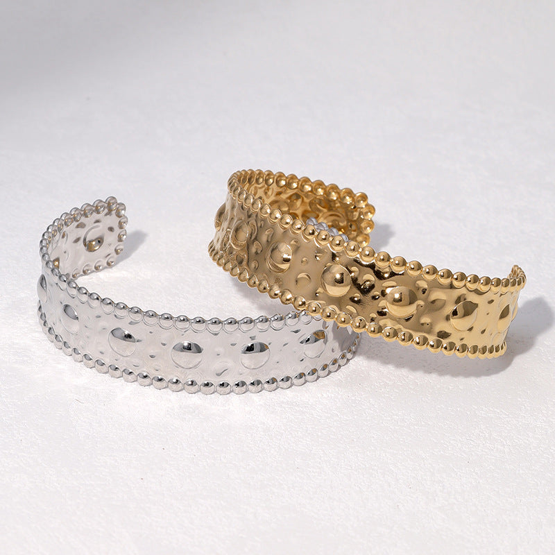 Minimalist Geometric 18K Gold Plated Stainless Steel Adjustable Open Cuff Bracelet