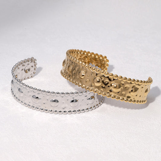 Minimalist Geometric 18K Gold Plated Stainless Steel Adjustable Open Cuff Bracelet