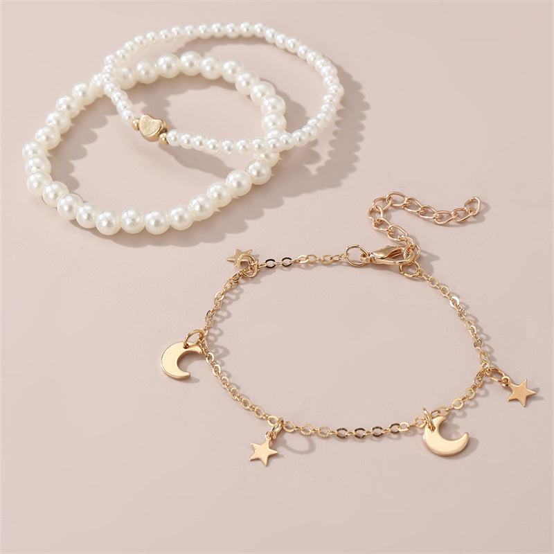 Set di bracciali con stella minimalista in lega per ragazze, gioielli fatti a mano con perline